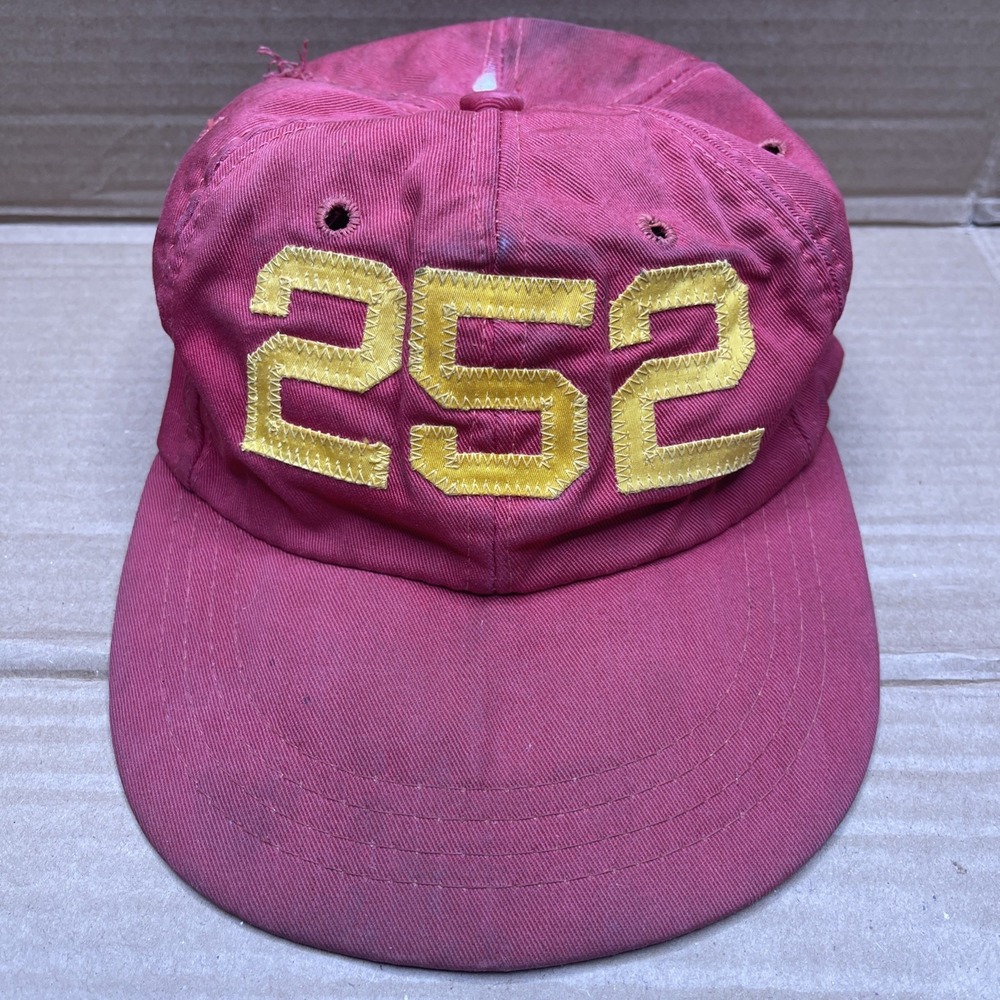 Vintage 1970s Hat 252 Birmingham Alabama Red Gold Local Memorabilia Distressed